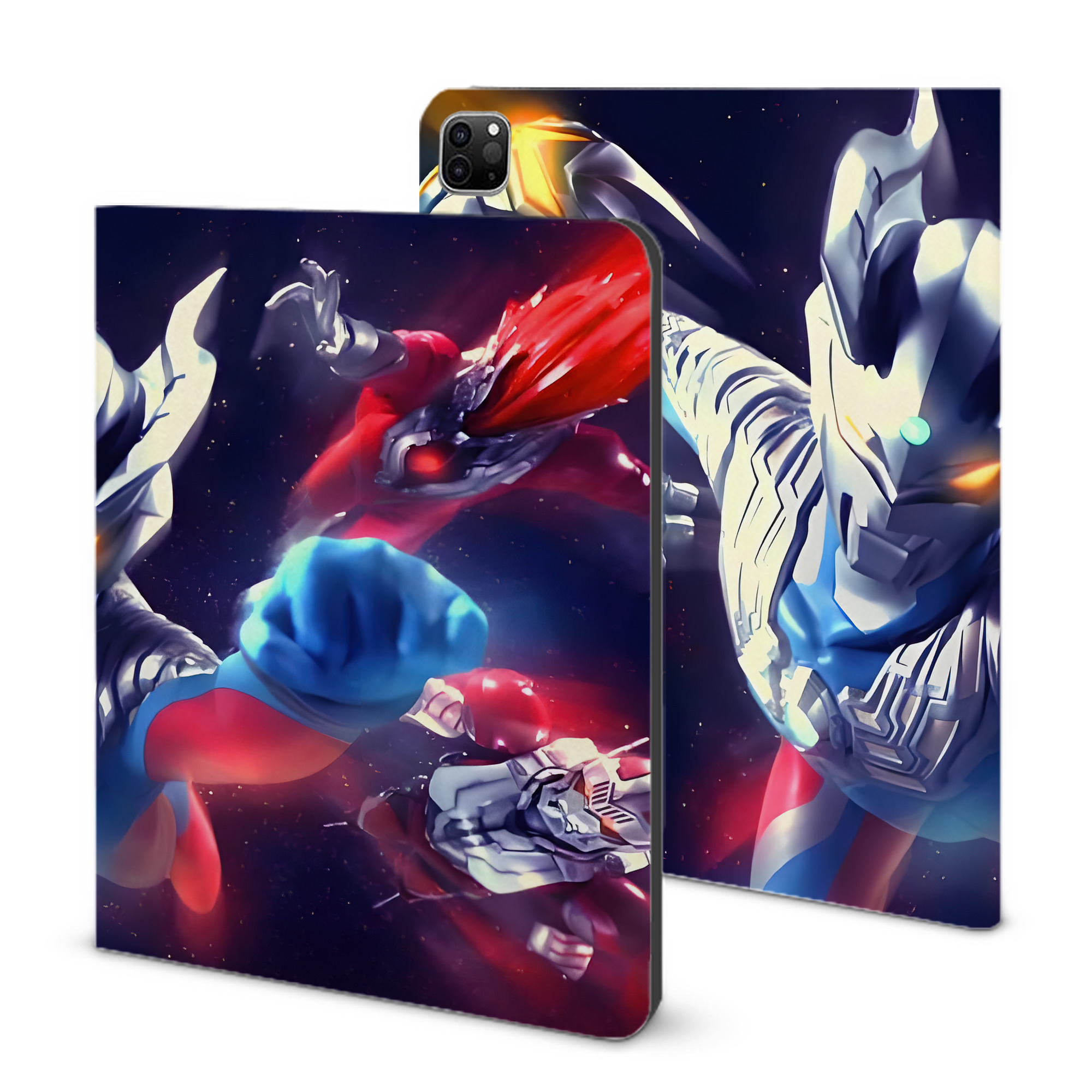 （画像用） ウルトラマン Ultraman IPad ケース ブック型 PUレザー TPU 耐衝撃 軽量 薄型 ペン収納なし 全面保護 IPad 各モデル対応